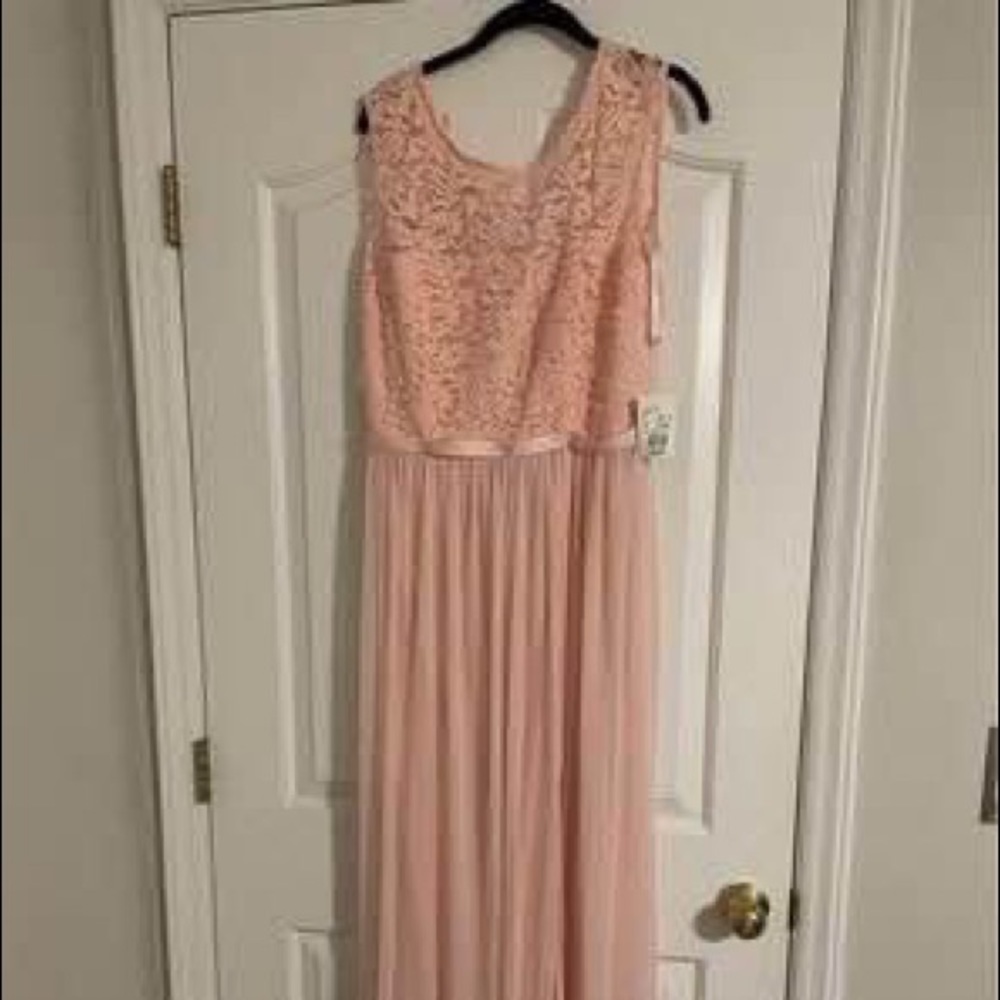 David’s bridal long mesh with lace cap sleeve dress